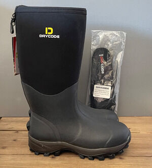 Dry Code Tall Work Boots Men 9 / Women 10 Black Waterproof Rubber Muck Garden